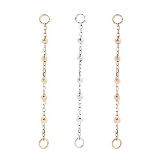 5 BEAD CHAIN - SOLID 14KT GOLD piercing-zone.com