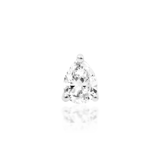 Diamond Pear - Threadless End - 14K Gold