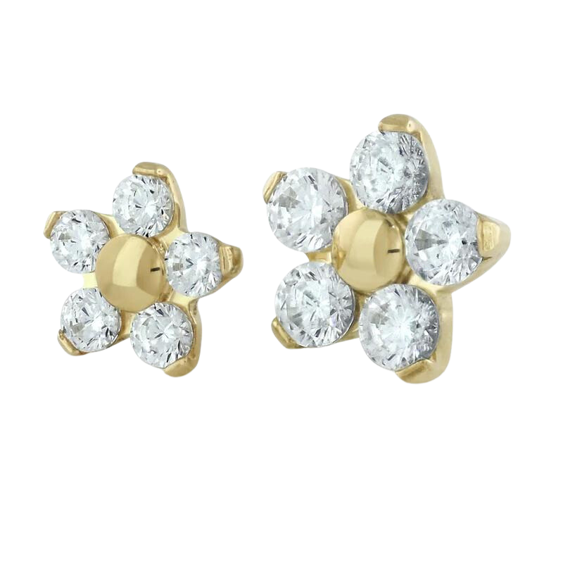 18K Gold Flower Genuine Diamonds - NeoMetal