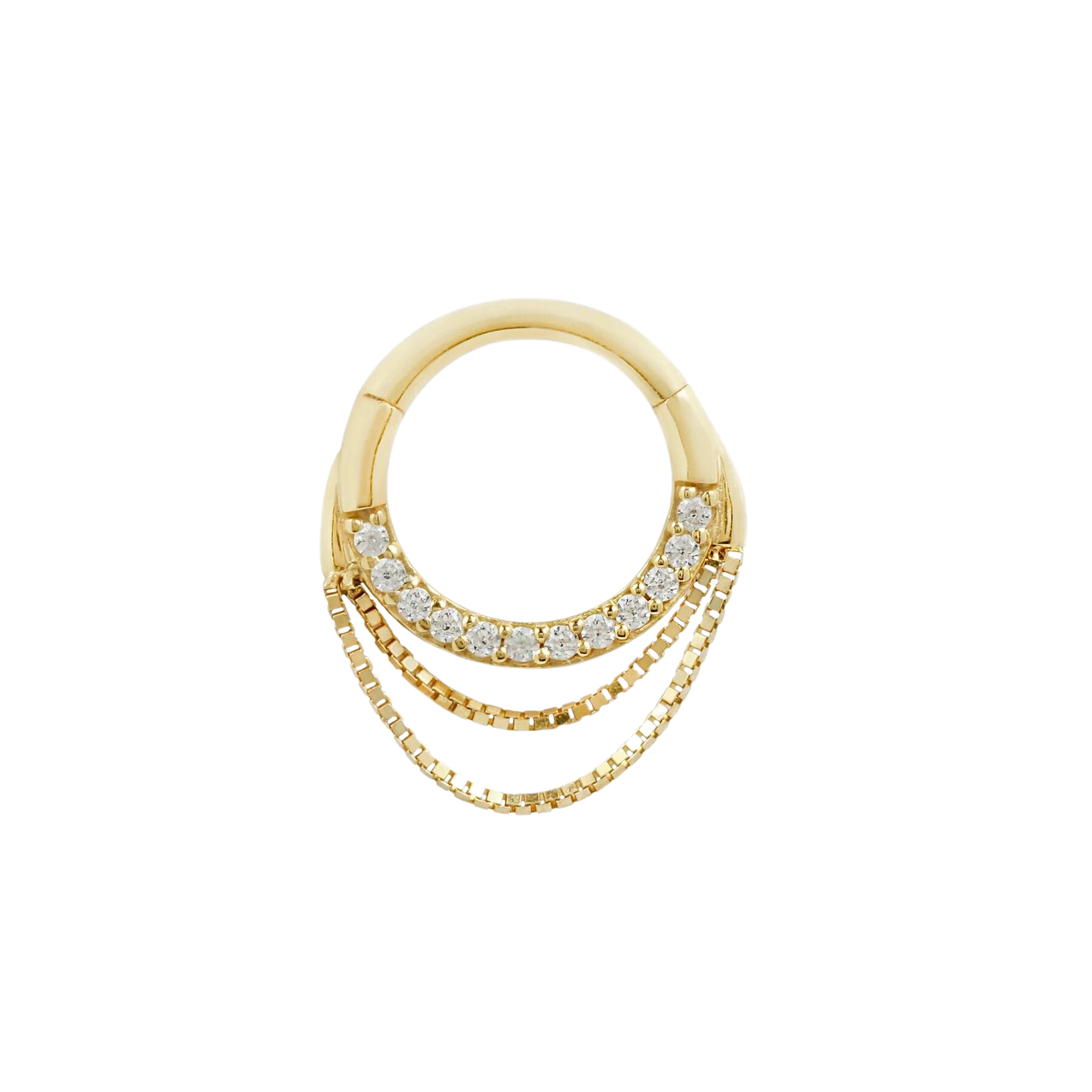 TEMPESTE - GENUINE DIAMOND SET SOLID 14KT GOLD CHAIN CLICKER piercing-zone.com