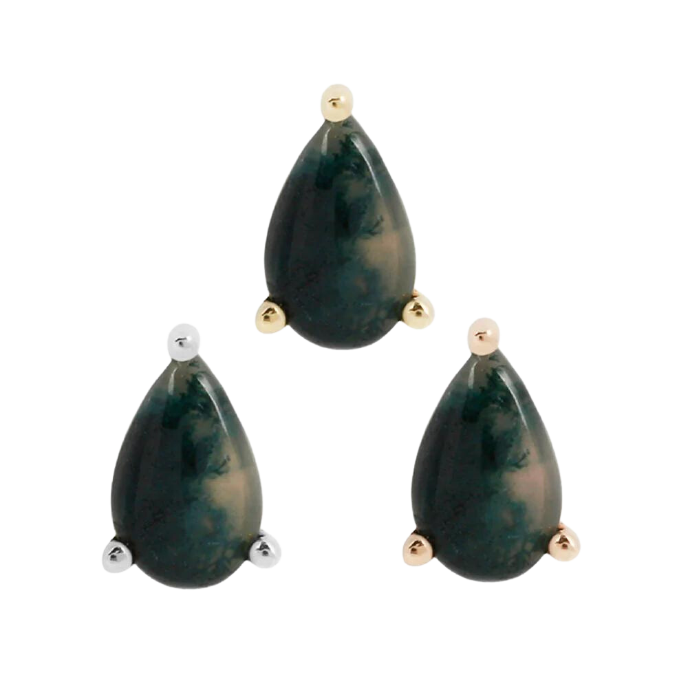 MOSS AGATE PEAR - THREADLESS END piercing-zone.com