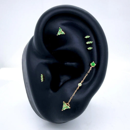 MISHKA PRONG 2 - TSAVORITE - THREADLESS END piercing-zone.com