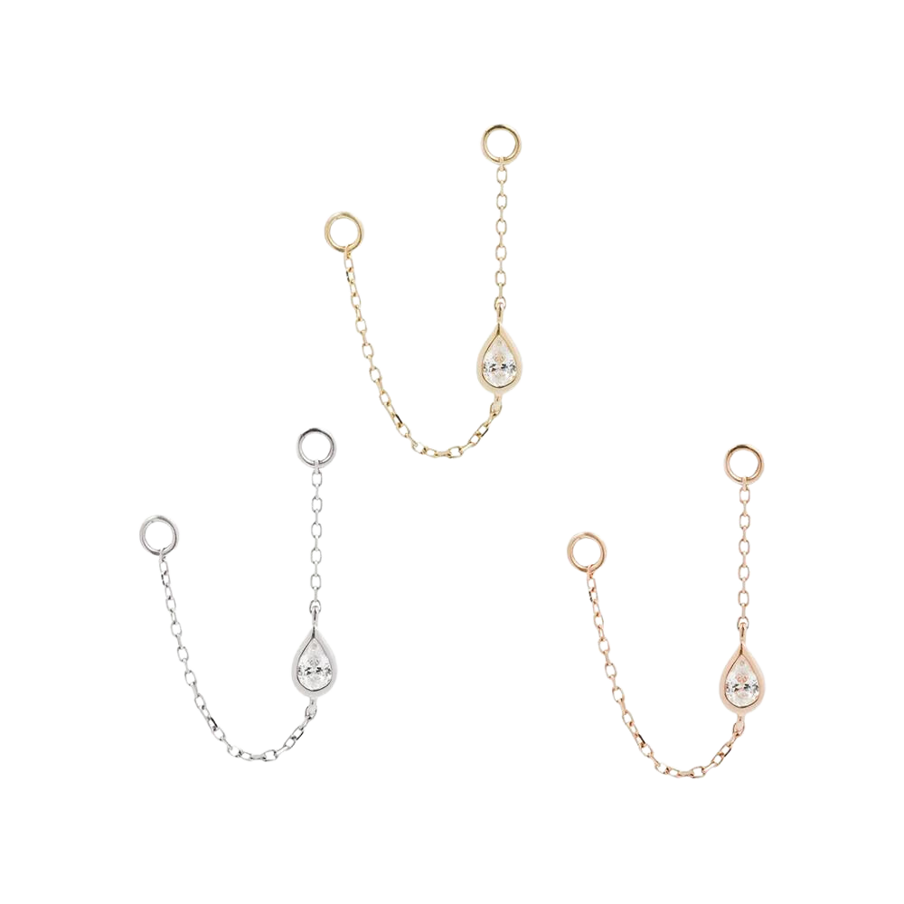 TEARDROP CZ CHAIN - SOLID 14KT GOLD