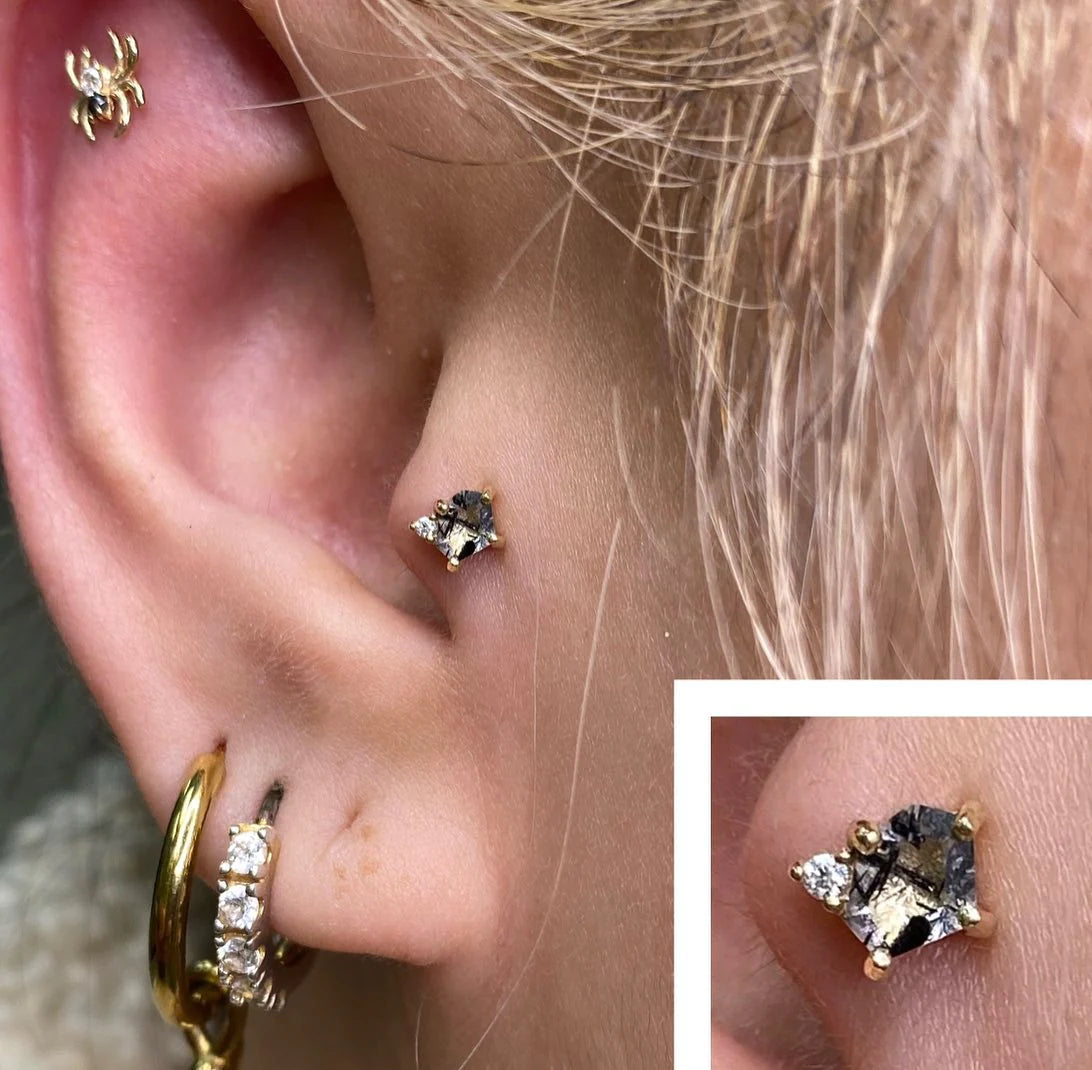 ELICIT - TOURMALATED QUARTZ + CZ - THREADLESS END piercing-zone.com