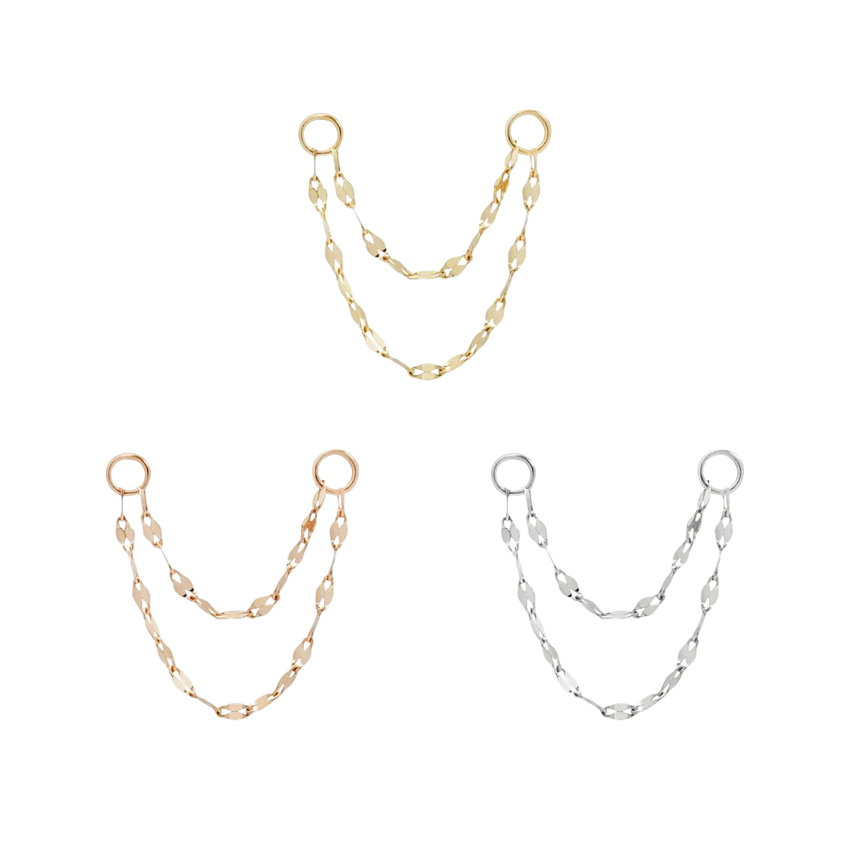 DOUBLE TILE CHAIN - SOLID 14KT GOLD piercing-zone.com