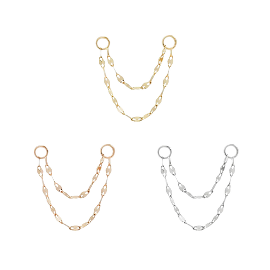 DOUBLE TILE CHAIN - SOLID 14KT GOLD