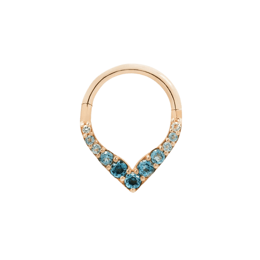 RISE + SHINE - BLUE TOPAZ OMBRE - SOLID 14KT GOLD CLICKER piercing-zone.com