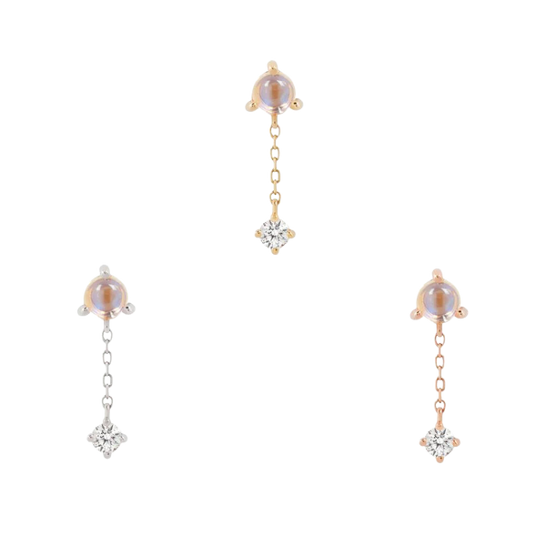 JUNE  Moonstone and White Sapphire Threadless Flatback Earring – AURELIE GI