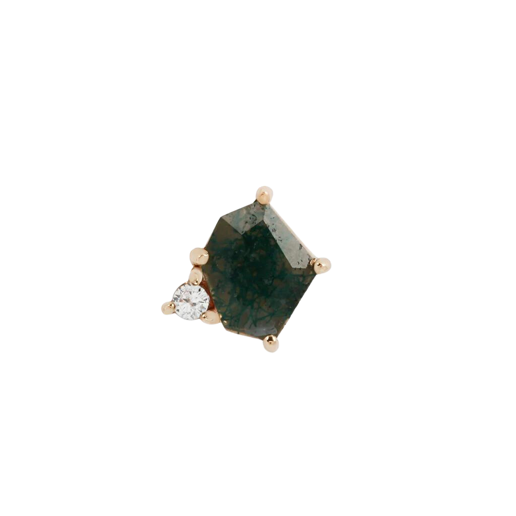 ELICIT - MOSS AGATE + CZ - THREADLESS END piercing-zone.com