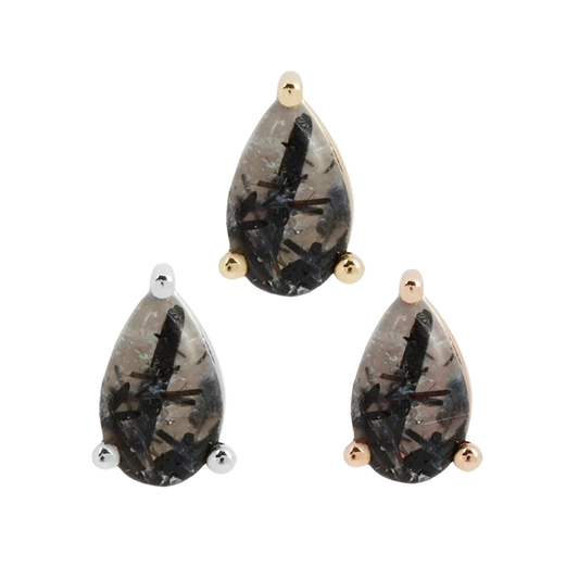 TOURMALATED QUARTZ PEAR - THREADLESS END piercing-zone.com