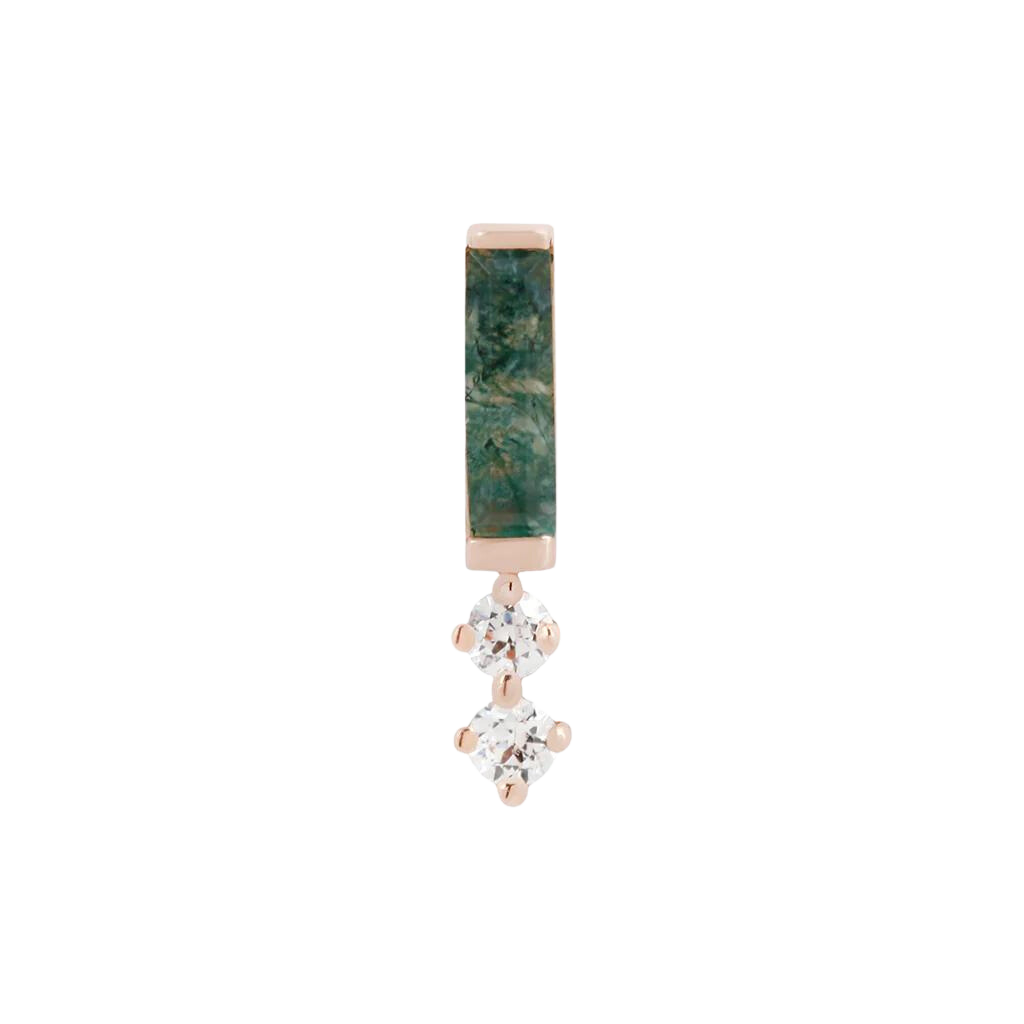 CRAVE - MOSS AGATE + CZ - THREADLESS END piercing-zone.com