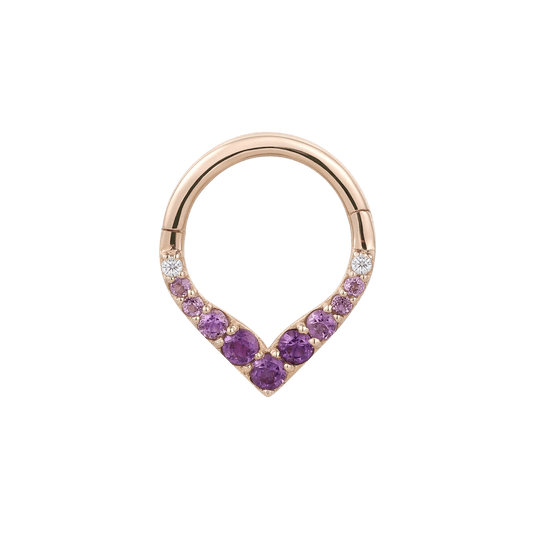 RISE + SHINE - AMETHYST OMBRE - SOLID 14KT GOLD CLICKER piercing-zone.com