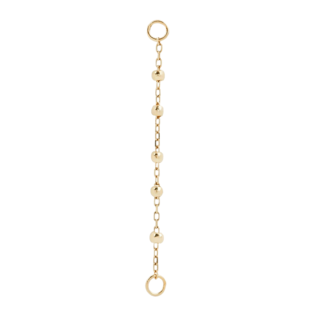 5 BEAD CHAIN - SOLID 14KT GOLD