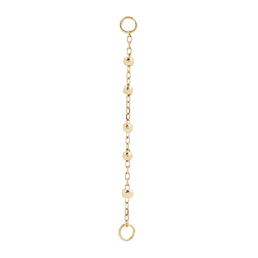 5 BEAD CHAIN - SOLID 14KT GOLD piercing-zone.com