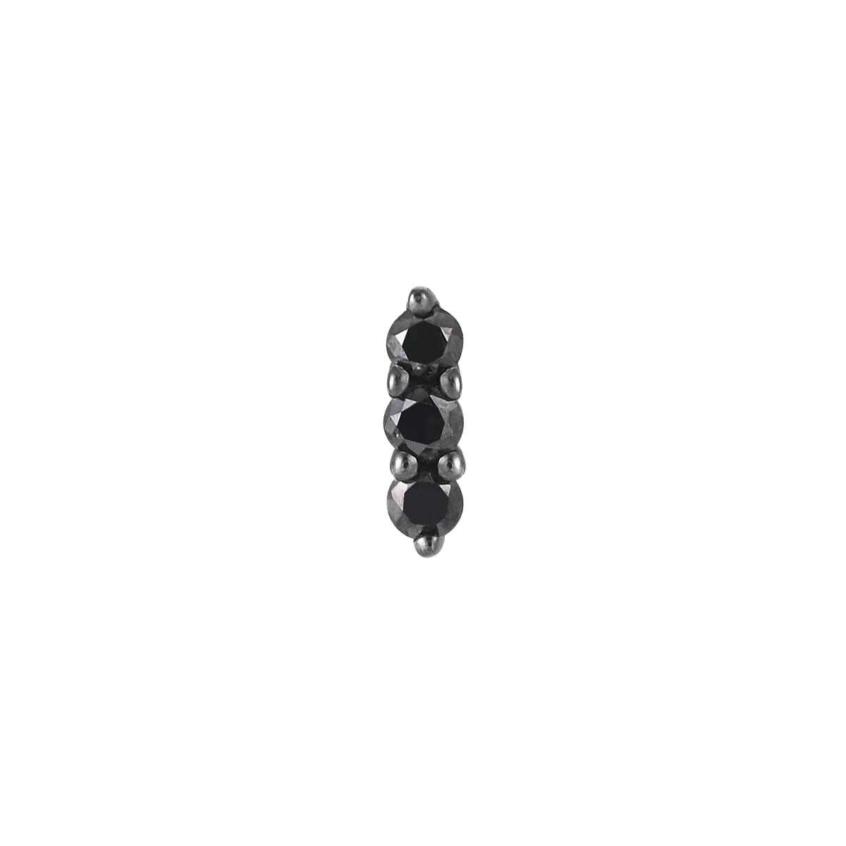 MISHKA PRONG 3 - BLACK DIAMOND + RHODIUM - THREADLESS END