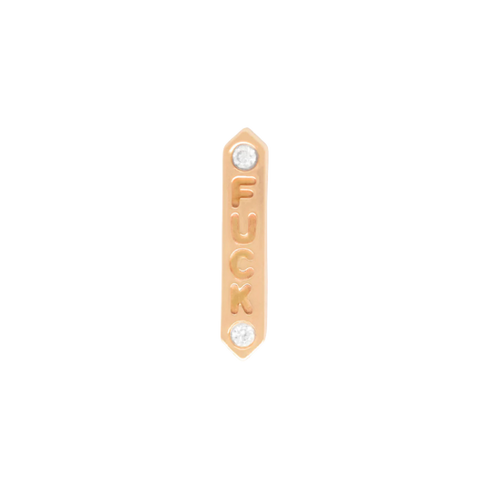 "FUCK" Diamond Threadless End – 14K Gold & Genuine Diamonds