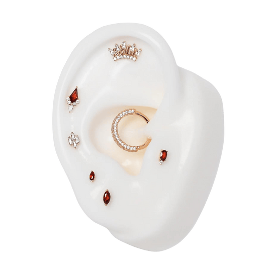 Afterglow Threadless End – 14K Gold Garnet & CZ