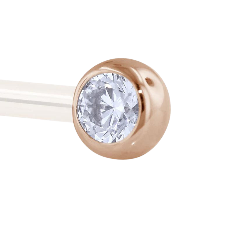 18K 12ga Faceted Side Gem - NeoMetal