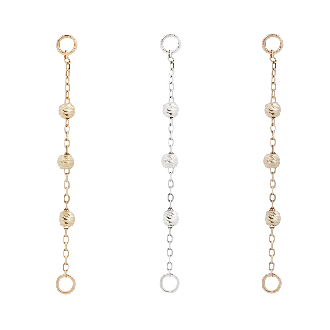 CRESSIDA 3 BEAD CHAIN - SOLID 14KT GOLD piercing-zone.com