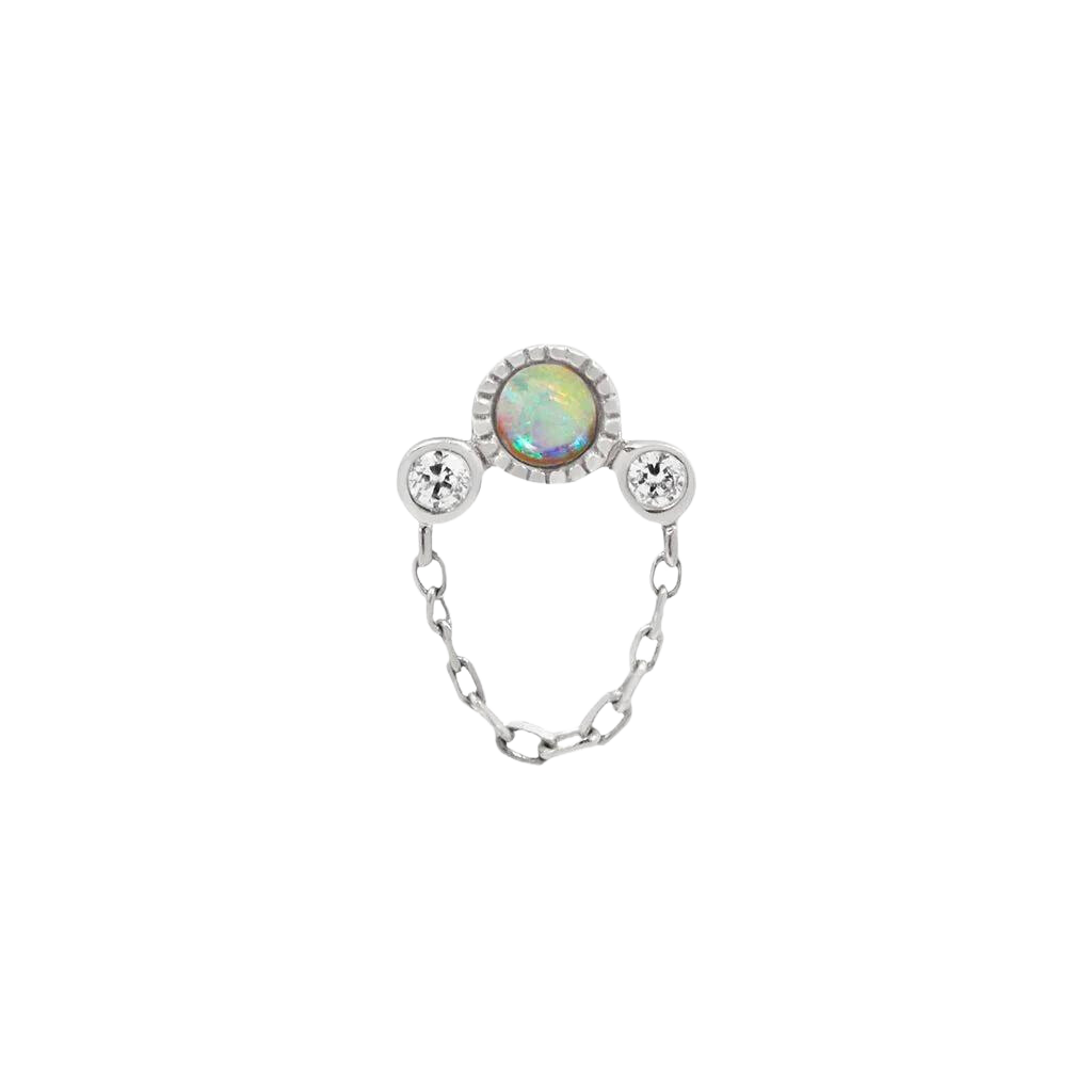 HALSTON GENUINE OPAL + CHAIN - THREADLESS END piercing-zone.com