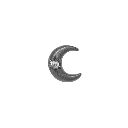 Black Moon - CZ + Rhodium - Threadless End