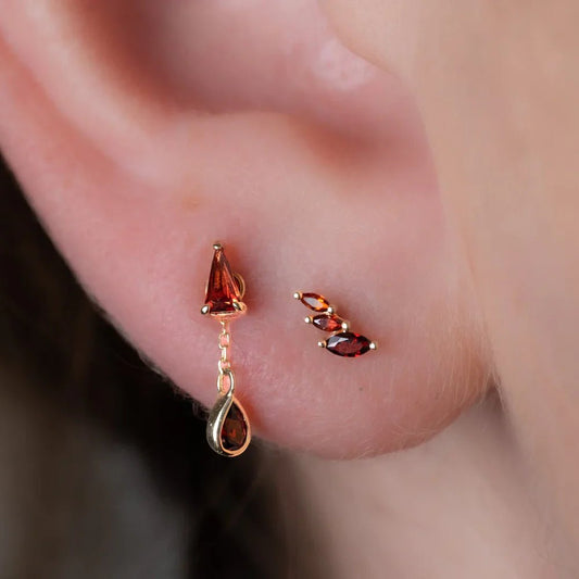 Multiplicity Garnet Threadless End – 14K Gold & Marquise-Cut Gems