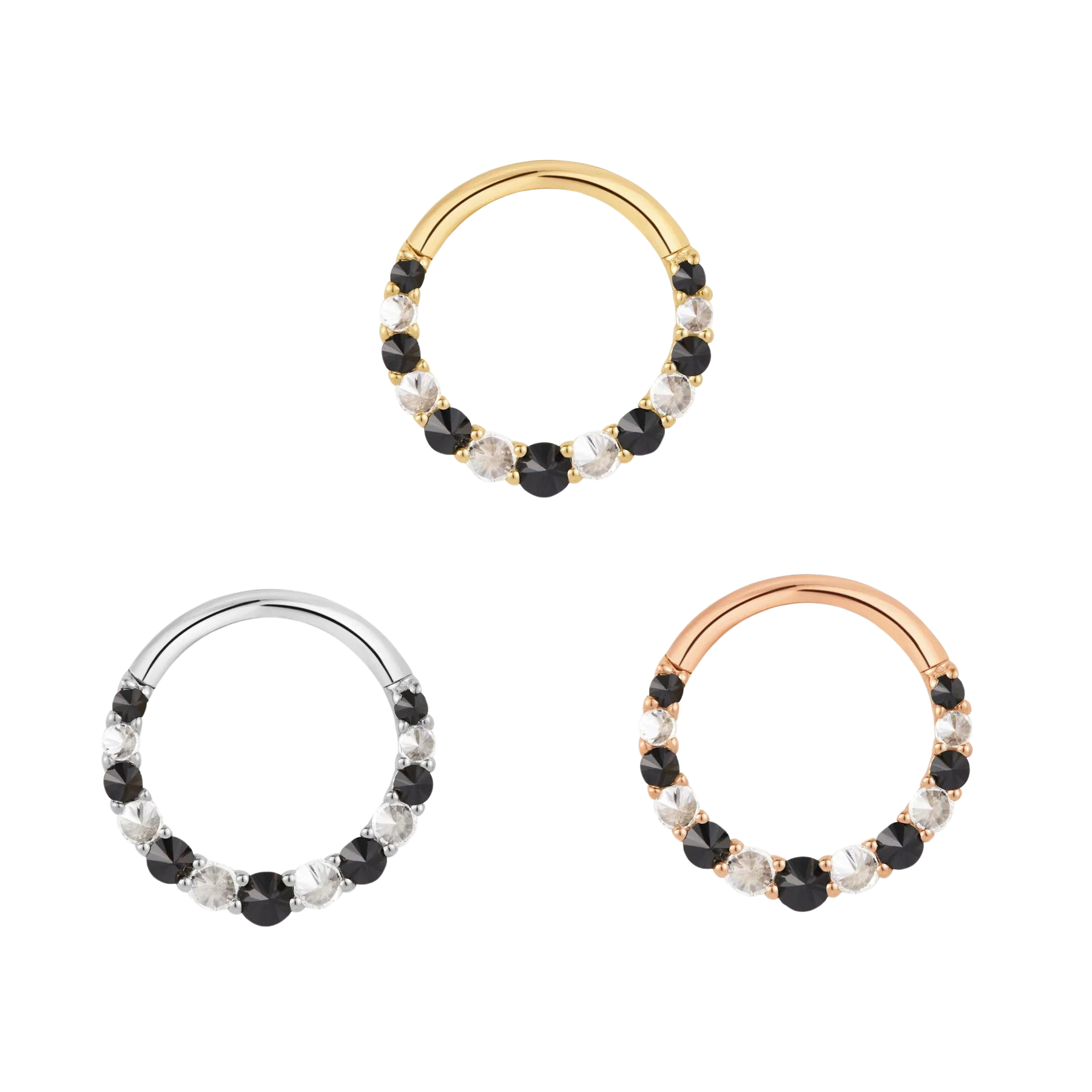 Eclipse - Black Spinel + CZ - 14k Gold Clicker