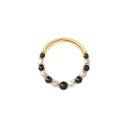 Eclipse - Black Spinel + CZ - 14k Gold Clicker