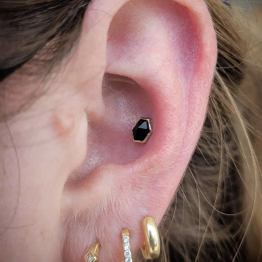 PUMP UP THE VOLUME - BLACK AGATE - THREADLESS END piercing-zone.com