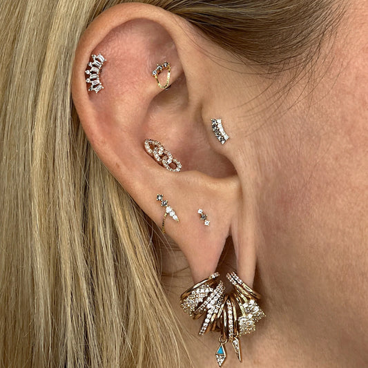 Ghost Flower – Grey Diamond & CZ 14K Gold Threadless End