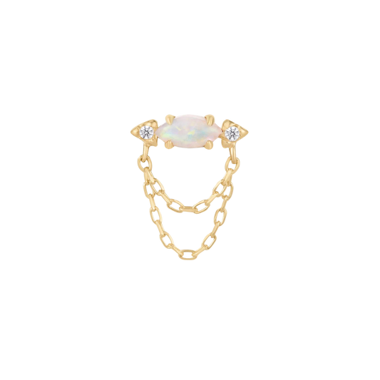 Limitless Opal & CZ Threadless End – 14K Gold with Chains