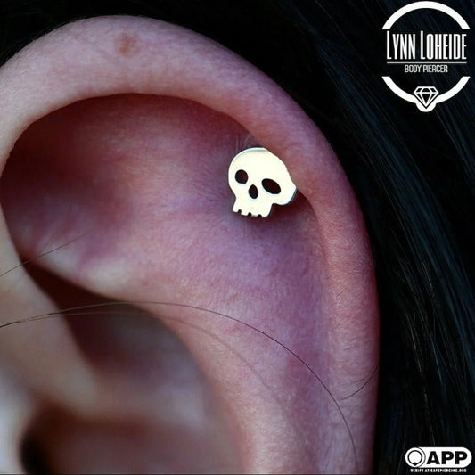 14K GOLD SKULL  - THREADLESS END piercing-zone.com