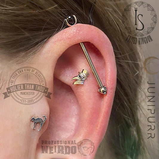 SCAREDY CAT 14K GOLD  - THREADLESS END piercing-zone.com