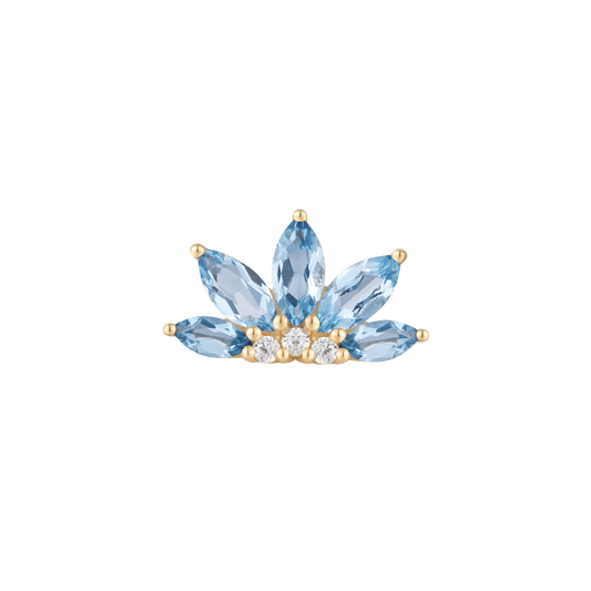 Valentina London Blue Topaz Threadless End – 14K Gold & CZ