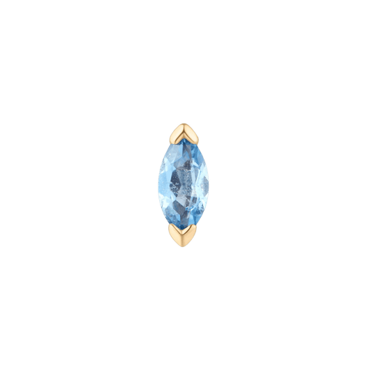 Zuri London Blue Topaz Threadless End – 14K Gold Marquise Gem