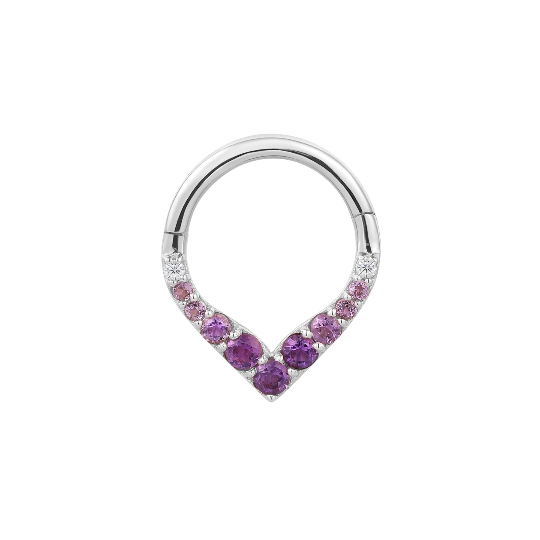 RISE + SHINE - AMETHYST OMBRE - SOLID 14KT GOLD CLICKER piercing-zone.com