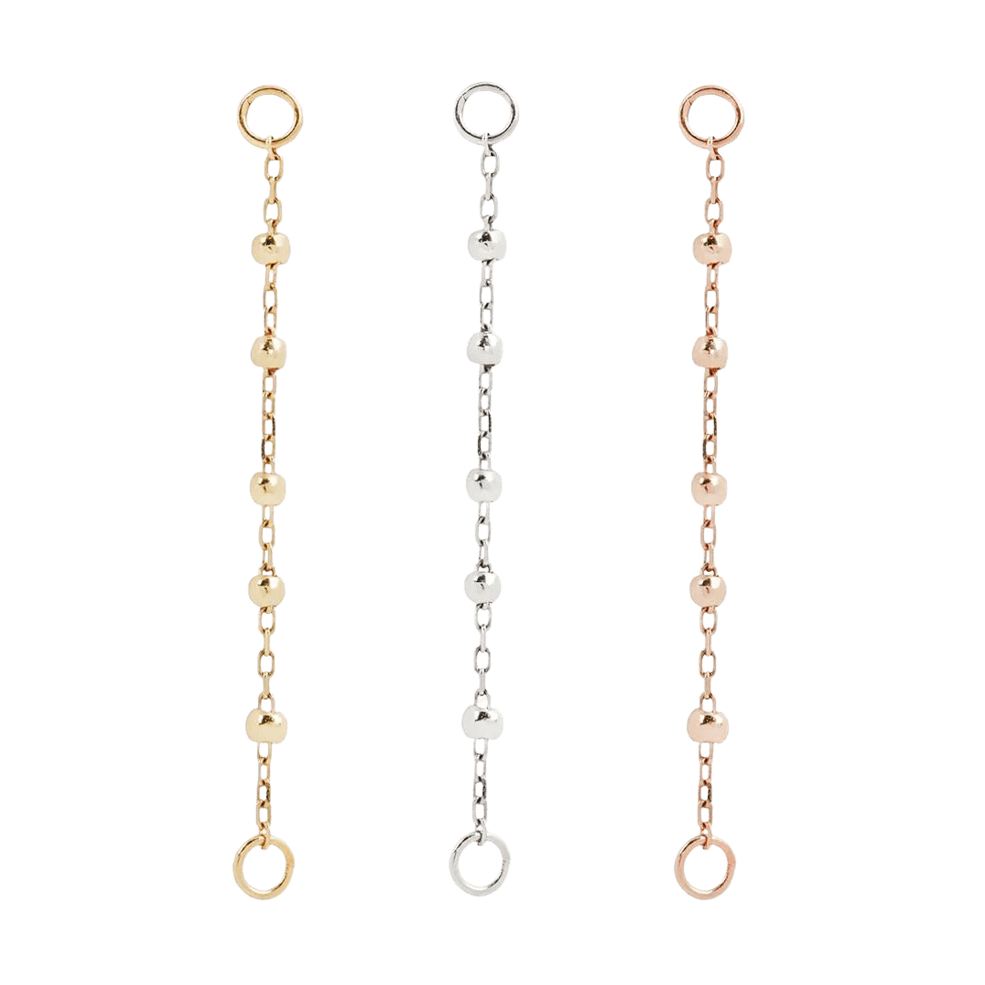 5 BEAD CHAIN - SOLID 14KT GOLD