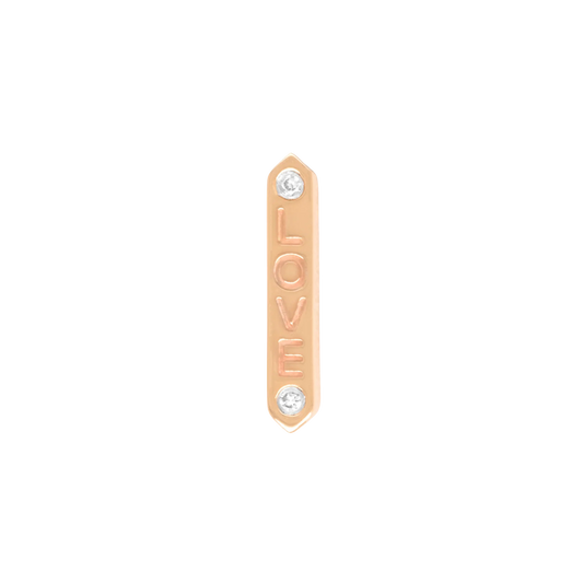 "LOVE" Diamond – 14K Gold & Genuine Diamonds Threadless End