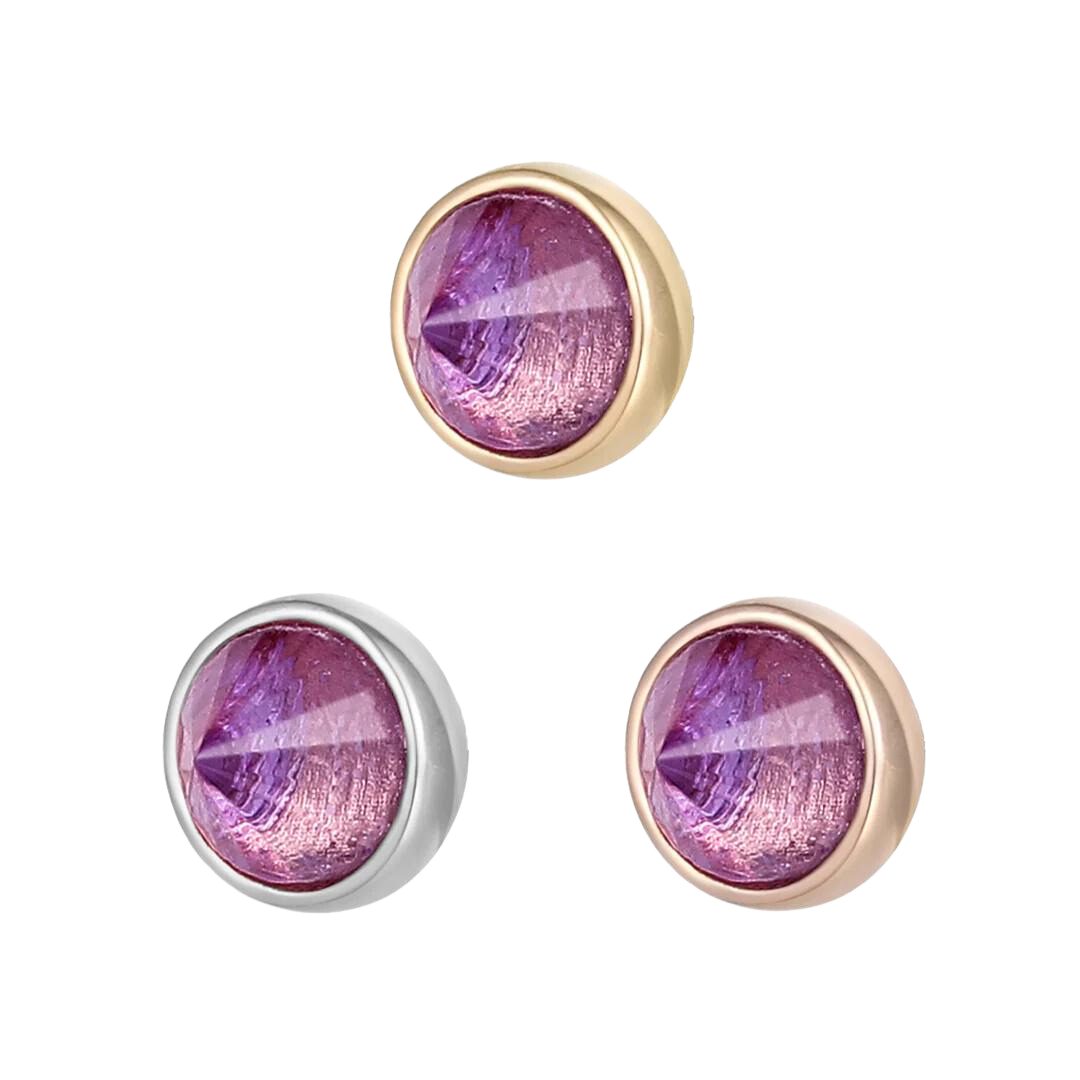 ROUND BEZEL REVERSE SET - AMETHYST - THREADLESS END piercing-zone.com