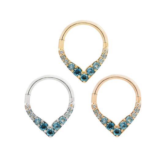 RISE + SHINE - BLUE TOPAZ OMBRE - SOLID 14KT GOLD CLICKER