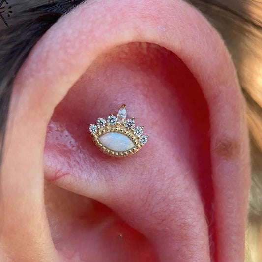 Enchant – 14K Gold Opal & Swarovski CZ Threadless End