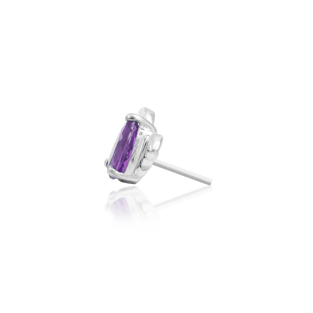BAT WITH AMETHYST CZ 14K GOLD - THREADLESS END