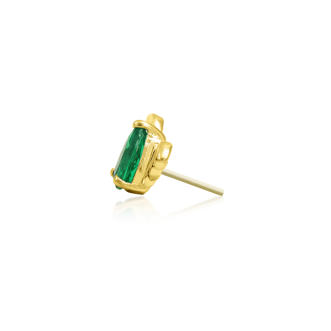 BAT WITH EMERALD CZ 14K GOLD - THREADLESS END piercing-zone.com