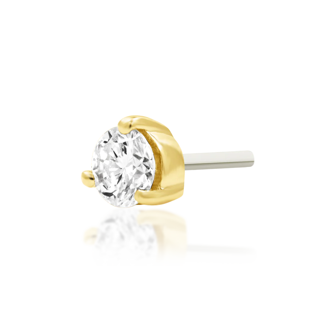 Diamond Prong - Threadless End - 14K Gold