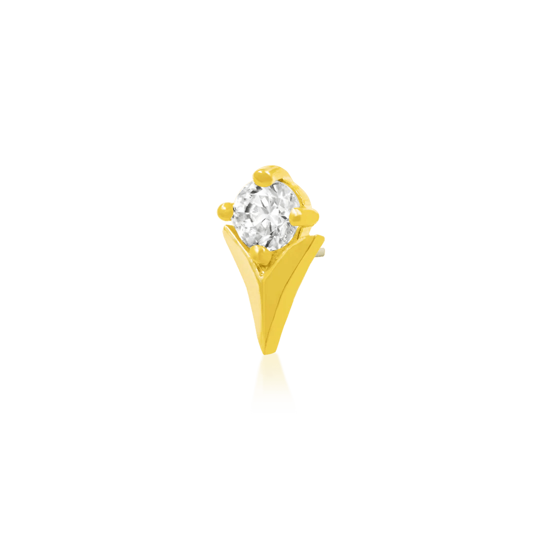 TULIP WITH CZ STONE-14K GOLD piercing-zone.com