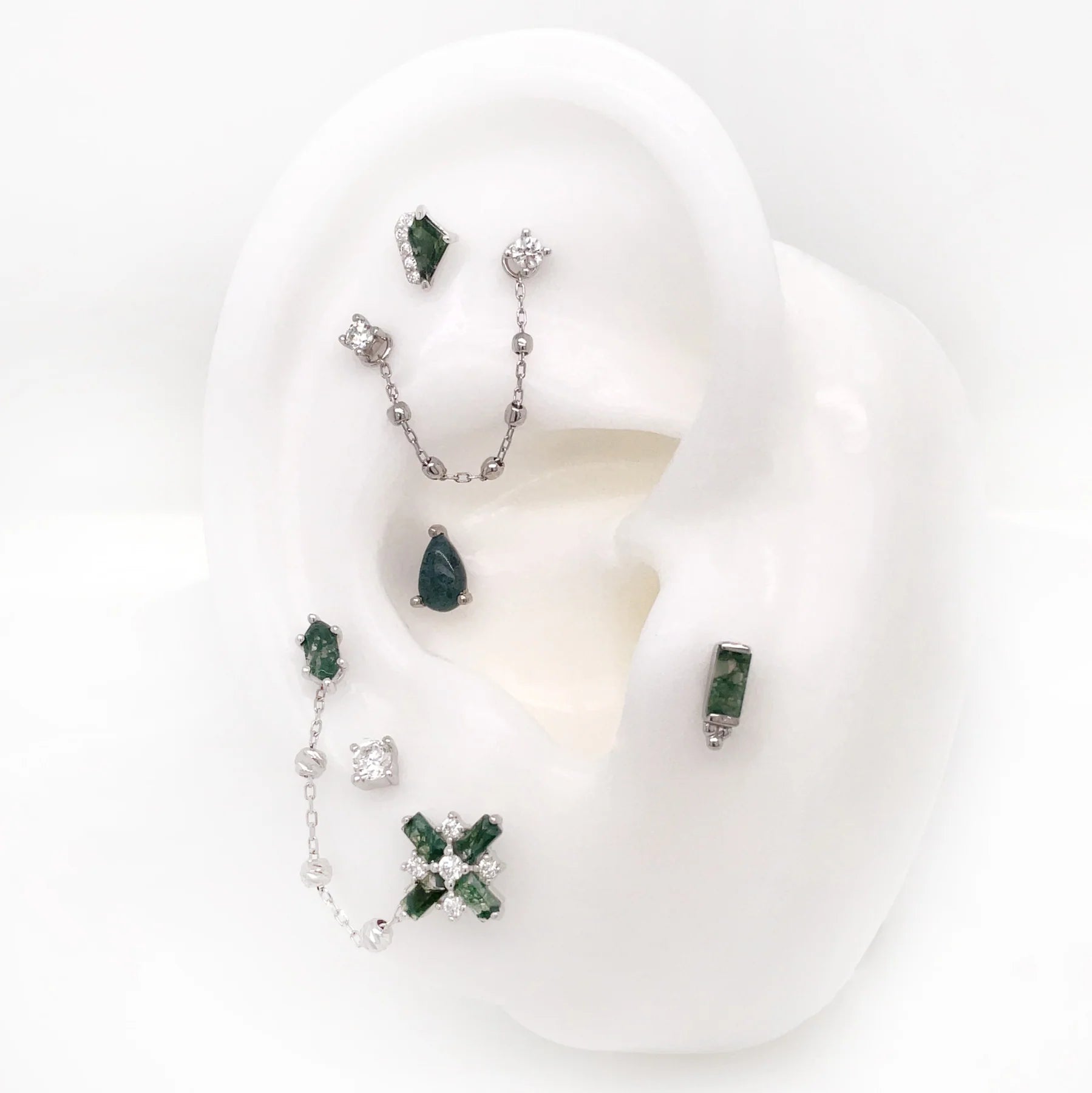 MOSS AGATE PEAR - THREADLESS END piercing-zone.com