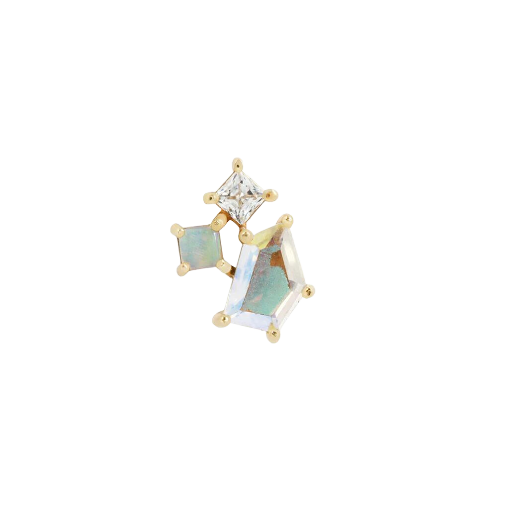 Lyra - Mercury Mist Topaz + Opal + Cz - Threadless End