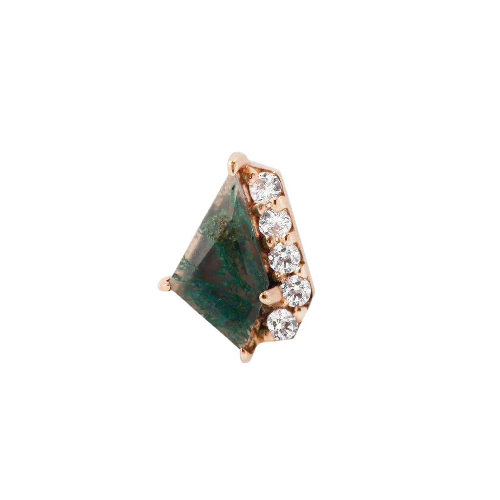 Elevate - Moss Agate + Cz - Threadless End