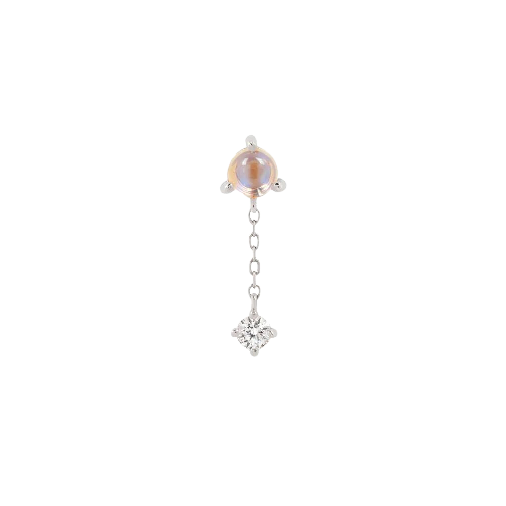 Bianca - Moonstone + White Sapphire - Threadless End With Dangle