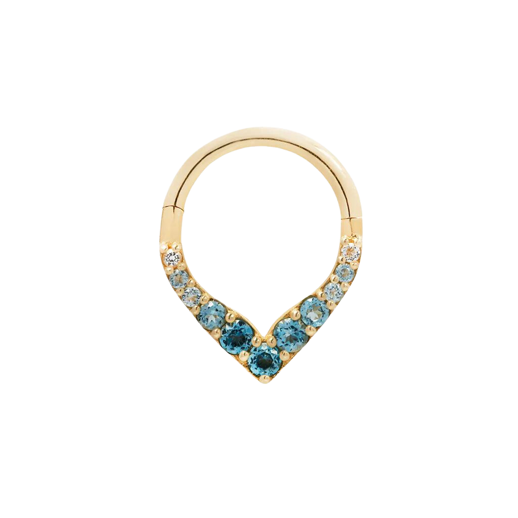 Rise + Shine - Blue Topaz Ombre - Solid 14Kt Gold Clicker